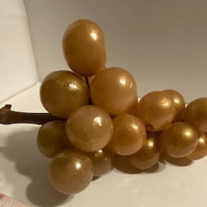 Mid-Century Acryl/Lucite Trauben in der Farbe champagner perlmutt mit echtem Weinrebenstiel