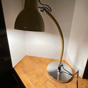 Gooseneck Desk Lamp ~ Mid-Century Modern ~ Plastic Cone Metal Base