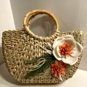 Vintage Fun Straw, Shell, and Bamboo handbag