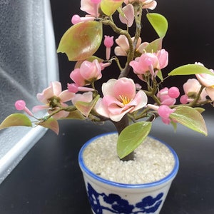 Jade and agate Cherry Blossom Bonsai 9x4 or Mid Century 1967 J Corelli Italy Lucite Acrylic Magnolia 13&quot;x10&quot;