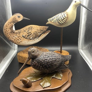 Choice hand painted carved wood shore bird decor ~ Woodcock ~ Wader ~ Sandpiper