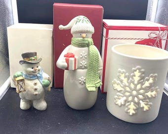Portavotivas con forma de muñeco de nieve Lenox en cajas originales