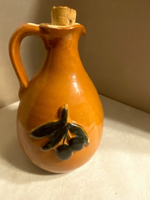 Keramik Olivenöl Karaffe mit Olive Leaf Design