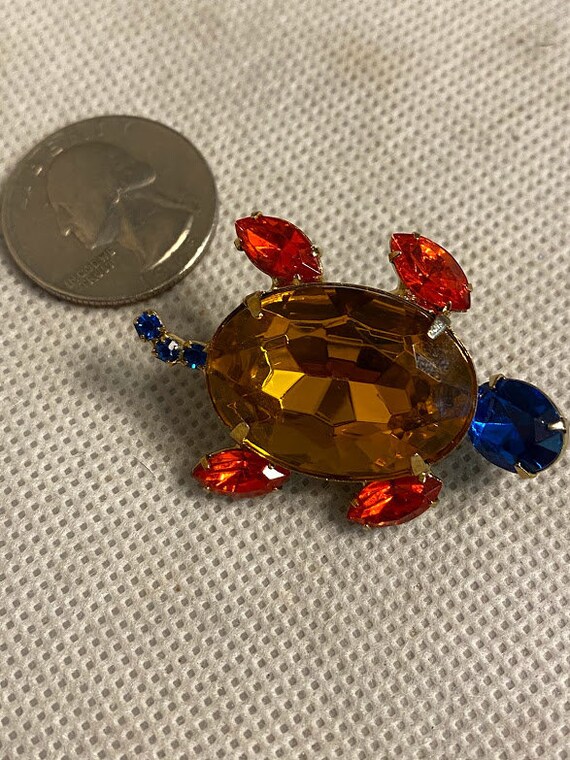 Colored jewel turtle Brooch/Pin ~ Vintage Brooch - image 3