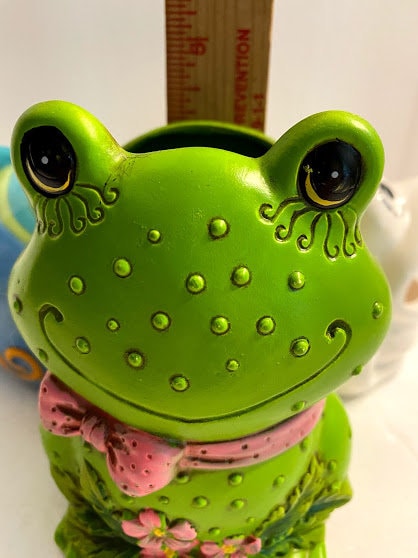 Boston Warehouse 75483 Frog Scrubby Holder with Non-scratch Dish Scrubber,  Hand Painted Ceramic 