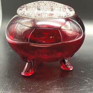 Viking flower frog cranberry glass flower frog/rose bowl