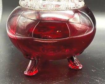 Viking flower frog cranberry glass flower frog/rose bowl