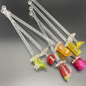 Set of 7 Plastic Swizzle Sticks ~ Drink Stirrers