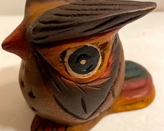 Choix ~ Chouette sculptée en bois tendre Art du bois brûlé ~ Chouette en bois sculpté colorée ~ Le prix est pour un