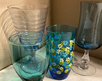 Vintage Blue Glassware/ Favorite Glass/ Glassware