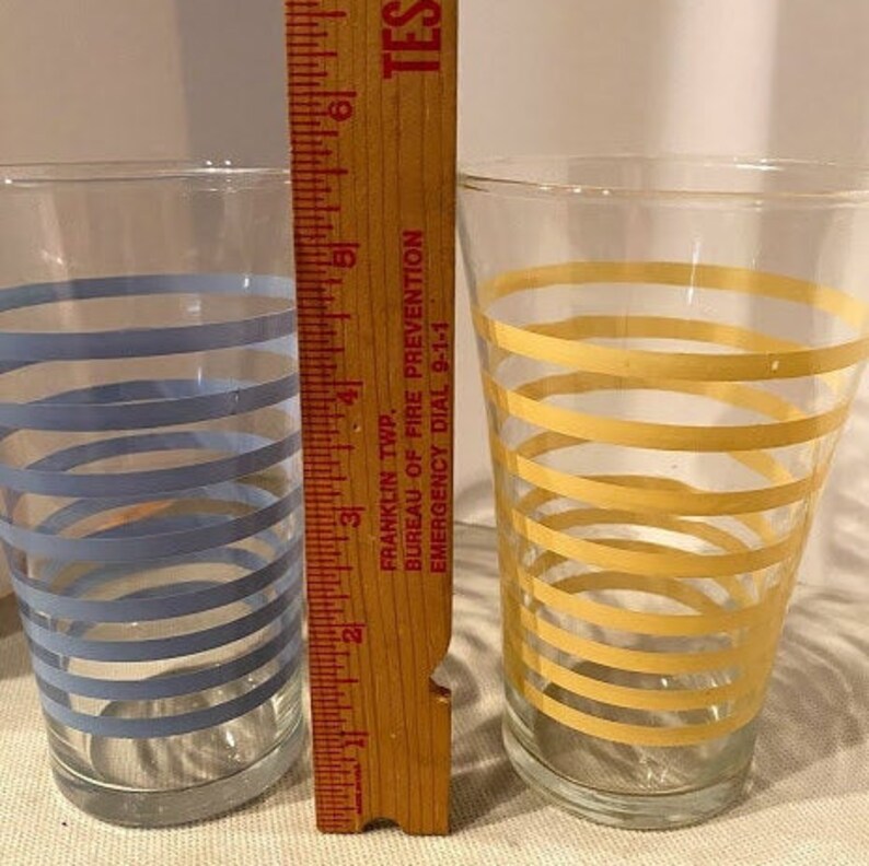 Vintage Libbey Glass in Baby Blue and Ocre Vintage Glassware Etsy