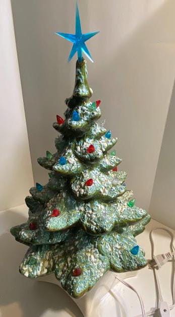 Ceramic Christmas light up tree illuminated tree 19x11 inches