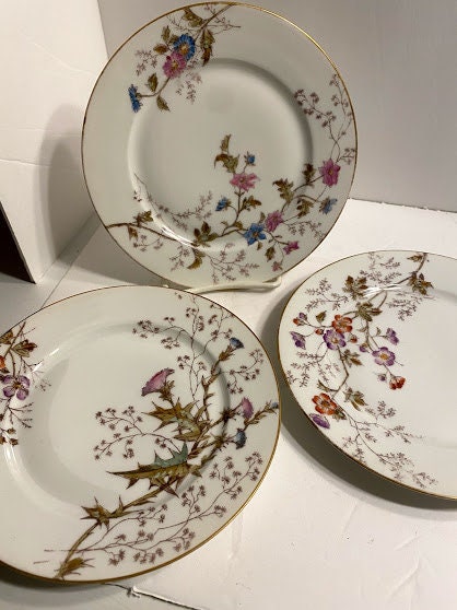 Vintage BD Limoges Set of 3 Dessert Plates Tea Party Brunch Plates