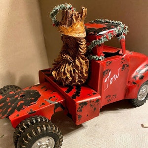 Red Christmas Truck ~ Tow Truck ~ Country Christmas Truck ~ Metal Reproduction Tow Truck ~ 11 inches length x 6.5 inches height