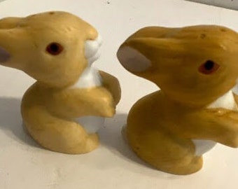 陶器のウサギの塩コショウ入れ