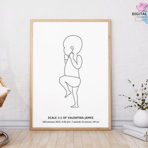 Póster de estadísticas de nacimiento, estadísticas de nacimiento del bebé, anuncio de nacimiento, póster de nacimiento a escala 1:1 / póster de bebé personalizado, archivo digital