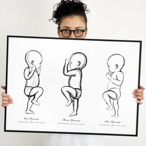 Trio Baby Poster | Individuelles Geburtsposter | Geschwister Geburtsplakat | Geburtsplakate im Maßstab 1:1 | DIGITALE DATEI!
