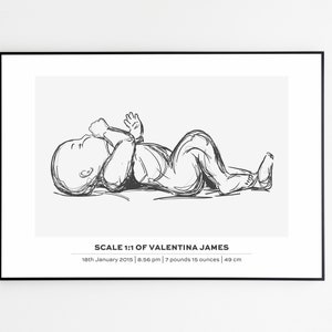 Póster de estadísticas de nacimiento, anuncio de nacimiento, póster de nacimiento a escala 1:1 / Póster de bebé personalizado, descarga digital
