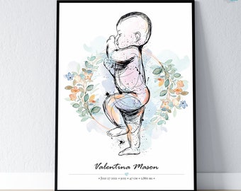 Geburt Poster im Maßstab 1:1 | Personalisiertes Baby Poster, DIGITALE DATEI!