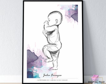 Birth Poster in Scale 1:1 | Personalized Baby Poster, digital file