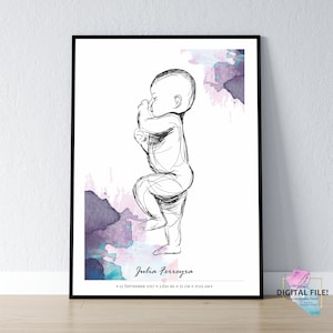 Póster de nacimiento a escala 1:1 / Póster de bebé personalizado, archivo digital