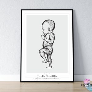 Geburtsposter im Maßstab 1:1 | Personalisiertes Baby Poster | Digitale Dateien