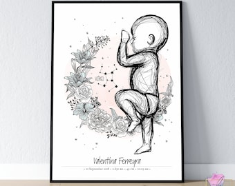Birth Poster in Scale 1:1 | Personalized Baby Poster | Zodiac Sign, digital file
