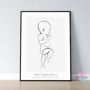 Geburtsposter im Maßstab 1:1 | Personalisiertes Baby Poster, DIGITALE DATEI