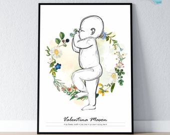 Birth Stats Poster, Baby Birth Stats, Birth Announcement, Birth Poster in Scale 1:1 | Personalized Baby Poster, DIGITAL FILE