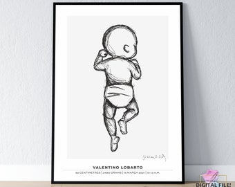 Custom Baby Birth Stats Poster | 1:1 Scale  | Personalized Newborn Wall Art | Infant Birth Announcement | Printable Keepsake | DIGITAL FILE