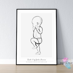 Póster de nacimiento a escala 1:1 / Póster de bebé personalizado, ARCHIVO DIGITAL