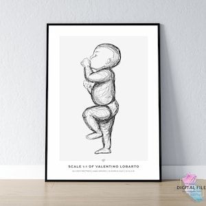Póster de nacimiento de bebé a escala 1:1 / Póster de cumpleaños de recién nacido, archivo DIGITAL