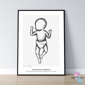 Baby Poster, Geburtsposter im Maßstab 1:1 |  Geschenk für Neugeborene | digitale Datei