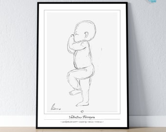 Birth Poster in Scale 1:1 | Personalized Baby Poster | digital