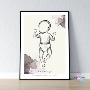 Geburtsposter im Maßstab 1:1 | Personalisiertes Baby Poster, digitale Datei