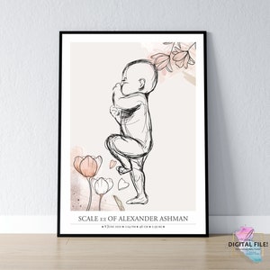 Geburtsposter im Maßstab 1:1 | Personalisiertes Baby Poster, digitale Datei