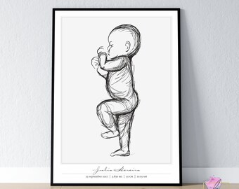 Personalized Baby Birth Stats Poster | 1:1 Scale Keepsake (Digital Files)