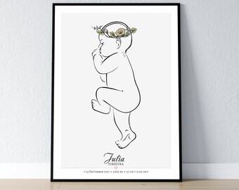 Birth Poster in Scale 1:1 | Personalized Baby Poster, DIGITAL FILE
