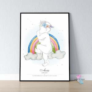 Birth Stats Poster, Baby Geburtsanzeige, Geburtsankündigung, Geburtsposter im Maßstab 1:1 | Personalisiertes Baby Poster, DIGITALER Download