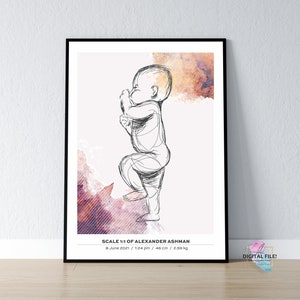 Geburtsposter im Maßstab 1:1 | Personalisiertes Baby Poster, digitale Datei