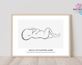 Birth Stats Poster, Baby Birth Stats, Birth Announcement, Birth Poster in Scale 1:1 | Personalized Baby Poster, DIGITAL download