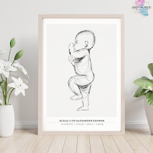 Baby Poster Geburt im Maßstab 1:1 | Neugeborenen Poster Geburtstag, DIGITAL File