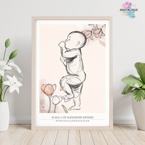 Póster de estadísticas de nacimiento, anuncio de nacimiento, póster de nacimiento a escala 1:1 / Póster de bebé personalizado, descarga digital