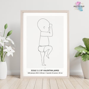 Póster de nacimiento a escala 1:1, póster de bebé personalizado / póster de nacimiento para guardería hecho a medida / arte de pared personalizado del nacimiento del bebé / ¡ARCHIVO DIGITAL!
