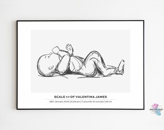 Birth Stats Poster, Baby Birth Stats, Birth Announcement, Birth Poster in Scale 1:1 | Personalized Baby Poster, DIGITAL download
