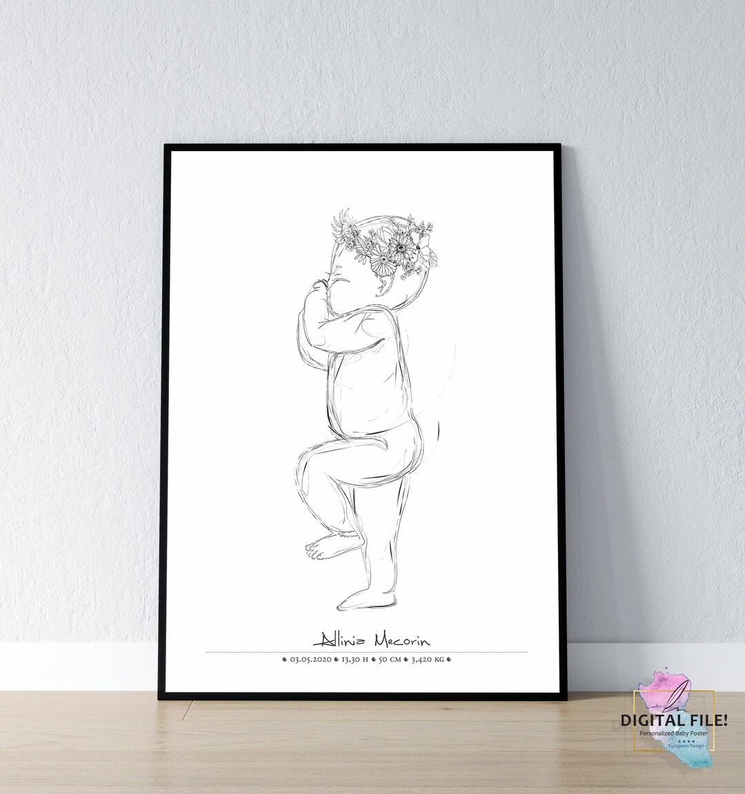 Birth Poster in Scale 1:1 | Personalized Baby Poster, Baby Birth Poster ...