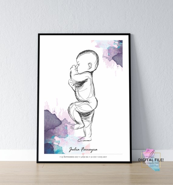 Birth Poster in Scale 1:1 | Personalized Baby Poster, digital file