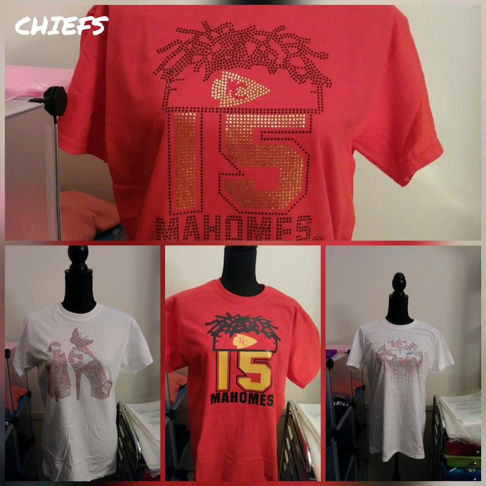 Chiefs Custom T-shirts, Rhinestones and Vinyl - Etsy