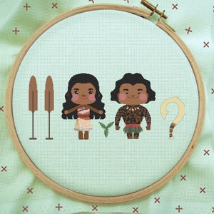 Moana en Maui Cross Stitch, Moana en Maui Stitch, Moana Stitch, Modern Cross Stitch Patroon, PDF Instant Download