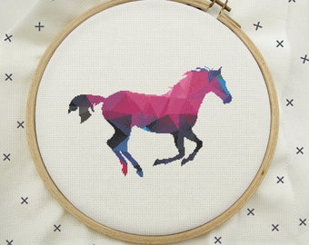 Horse Cross Stitch, Horse Stitch, Geometric Cross Stitch, Modern Cross Stitch Pattern, PDF Instant Download